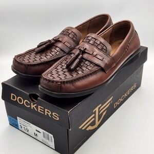 Dockers Mens Hillsboro Brown Leather Loafers Basket Weave Tassel Shoes 9.5